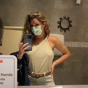 One shoulder linen tank top